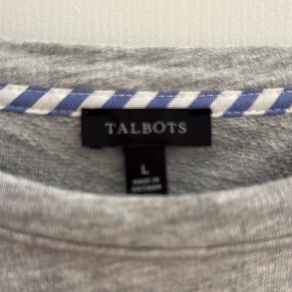 Talbots Gray and Blue Layered Long Sleeve Sweatshirt - Picture 2 of 4